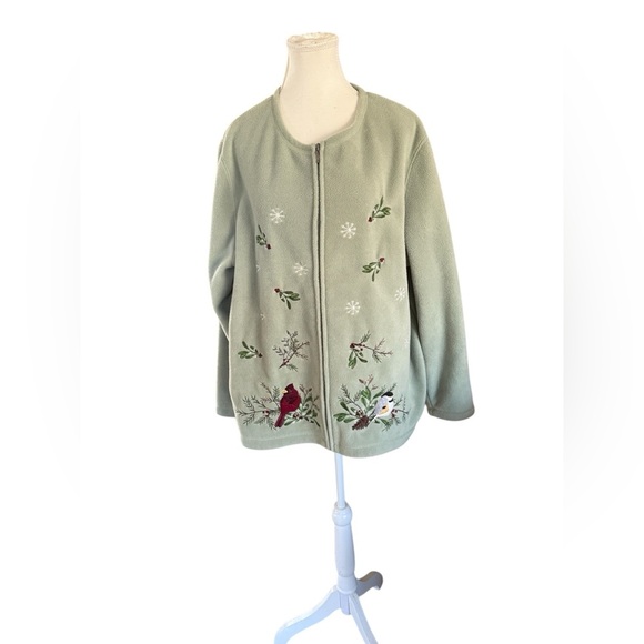 CROFT & BARROW Zip Up Fleece Embroidered Jacket Size 1X - Picture 6 of 9